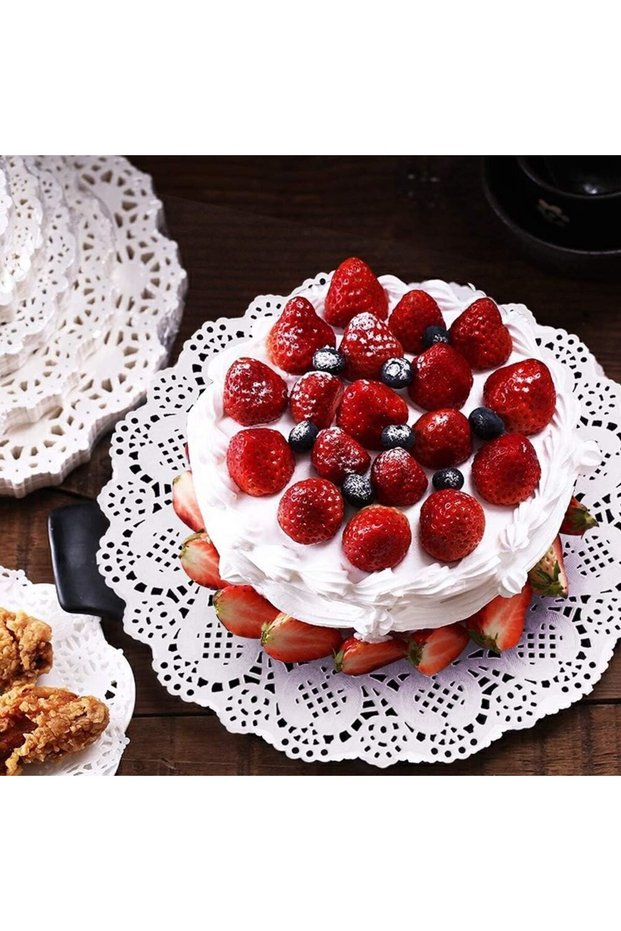 50 Lli Round Decorative Lace Paper Placemat Oil Absorbent Food Grade Paper Napkin 26cm