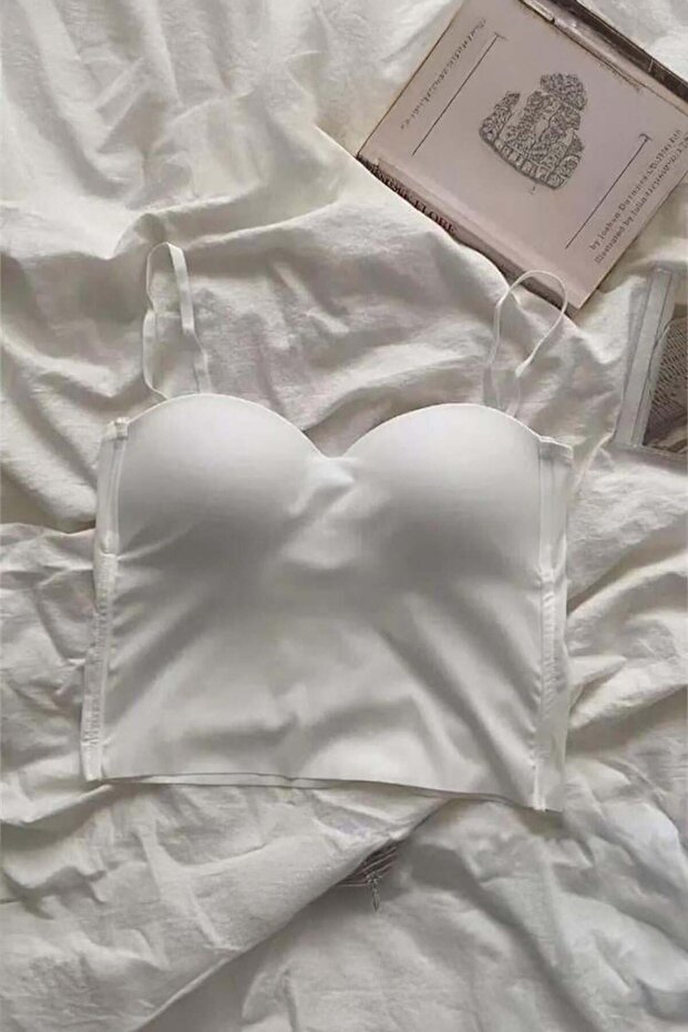 White Adjustable Thin Strap Crop - 1