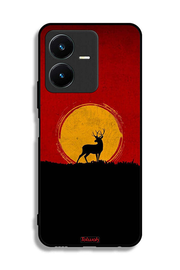غطاء حماية Vivo Y22 بتصميم غزال وقمر