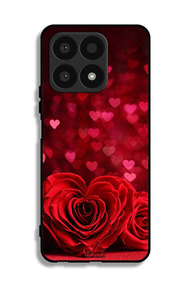 غطاء حماية لهاتف Honor X8a - زهور على شكل قلب، فن تجريدي