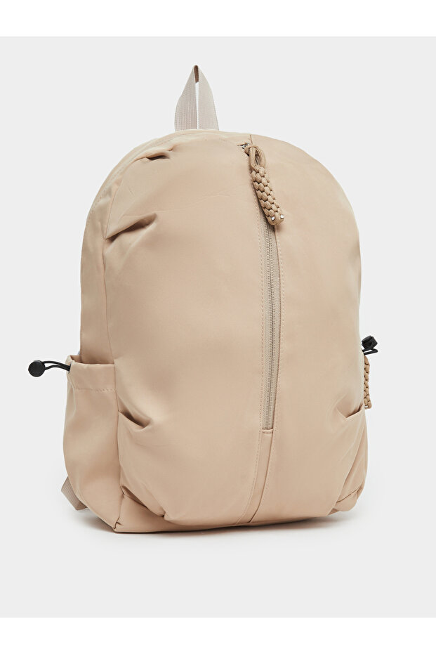 Front Zip Backpack with Drawstring Detail - 1