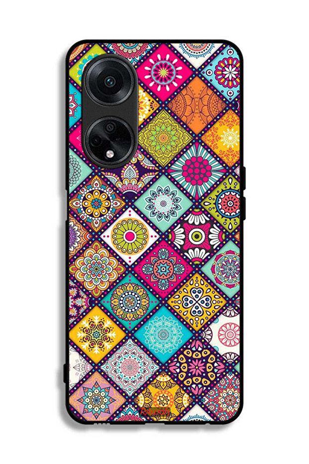 Oppo A98 5G Protective Case Cover Mandala Squares Pattern