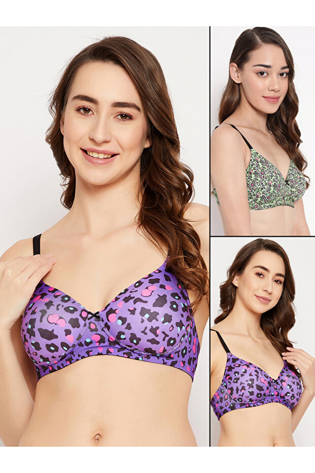 Set of 2 - Padded Non-Wired Full Cup Animal Print T-Shirt Bra