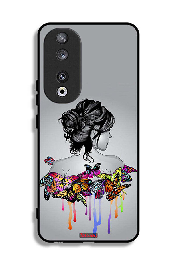Honor 90 Protective Case Cover Butterflies And Girl Abstract Art