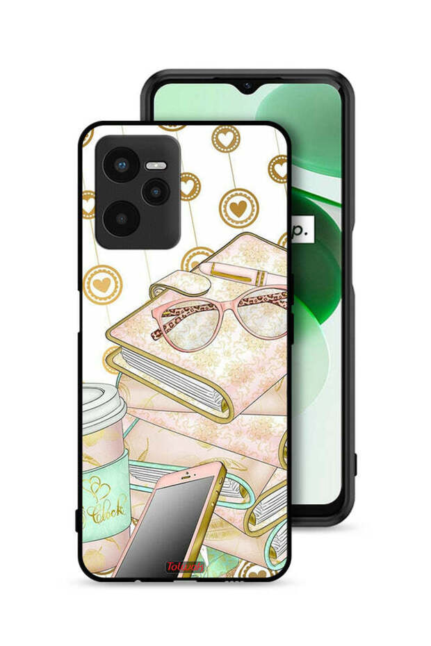 غطاء حماية لهاتف Realme C35 بتصميم نظارات على الكتب