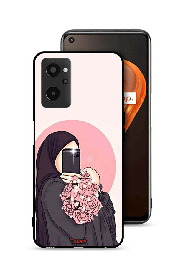 غطاء حماية لهاتف Realme 9i 4G مع فن التقاط صور سيلفي أثناء حمل الزهور