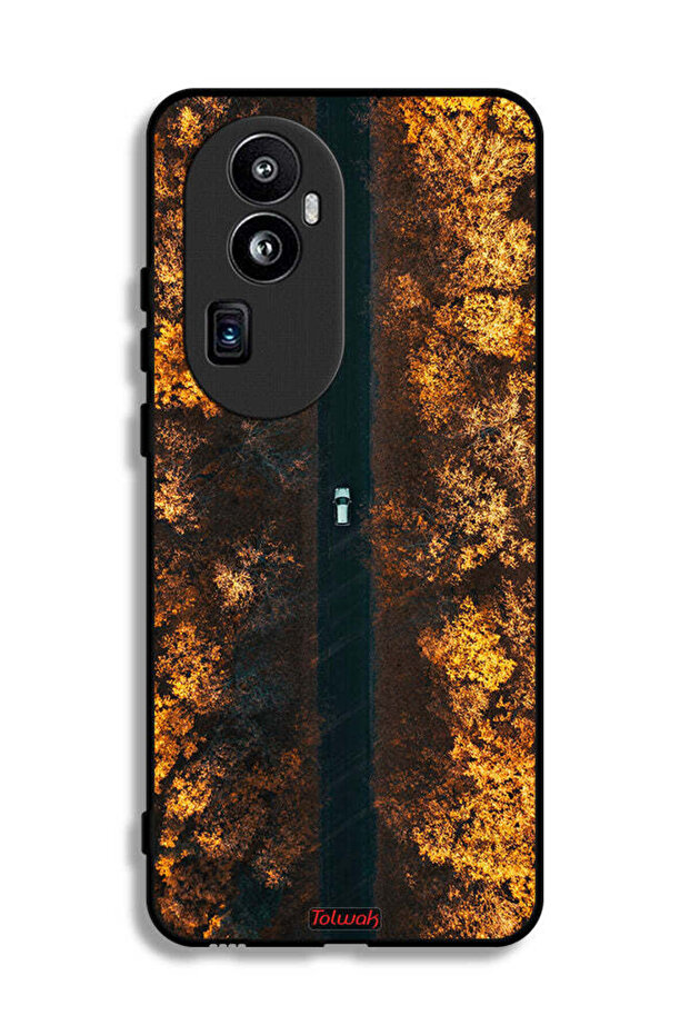 غطاء حماية لهاتف Oppo Reno10 Pro Plus بتصميم طريق في أشجار الخريف
