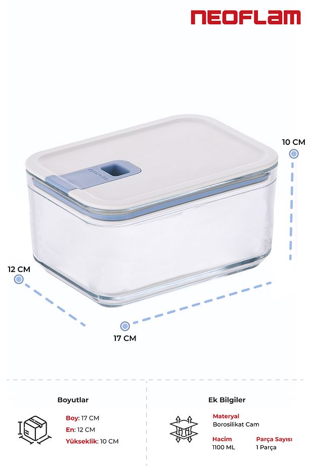Perfect Seal Derin Cam Saklama Kabı 1100 ml - 3