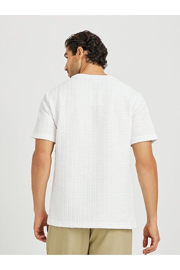 تي شيرت كبير الحجم ذو نسيج عمودي متين - 4