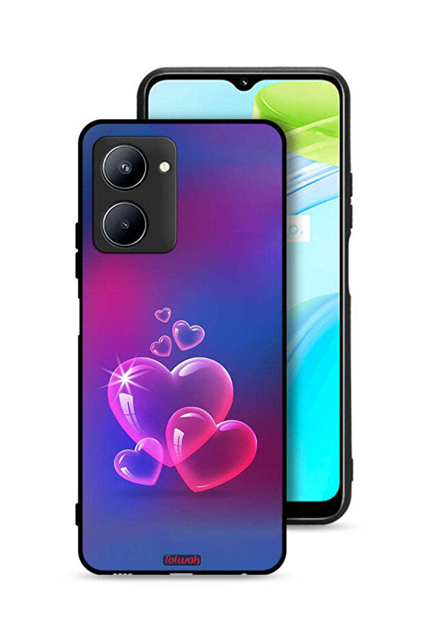 غطاء حماية لهاتف Realme C33 بنقشة قلوب الماء