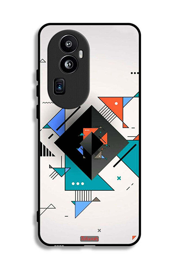 غطاء حماية لهاتف Oppo Reno10 Pro Plus بأشكال مربعة ومثلثة ونمط تجريدي