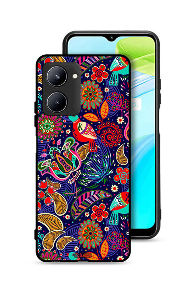 غطاء حماية لهاتف Realme C33 بنقشة طيور وزهور