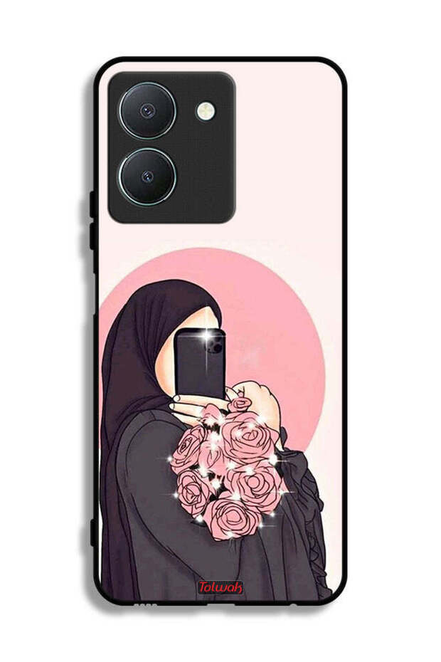 غطاء حماية لهاتف Vivo Y36 4G بتصميم فن التقاط صور سيلفي مع حمل الزهور