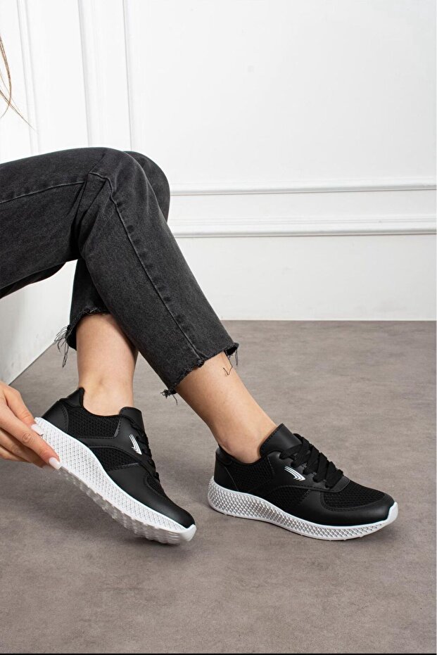 Kadın Erkek Unisex Kalın Taban Yazlık Fileli Hafif Rahat Esnek Taban Sneaker Spor Ayakkabı - 1