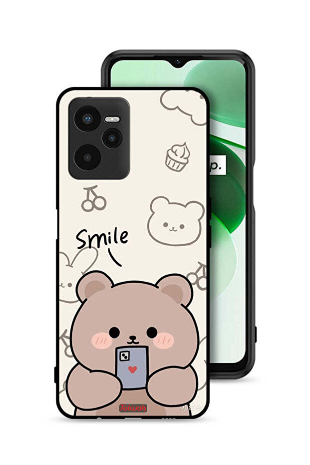 غطاء حماية Realme C35 برسومات الدب المبتسم