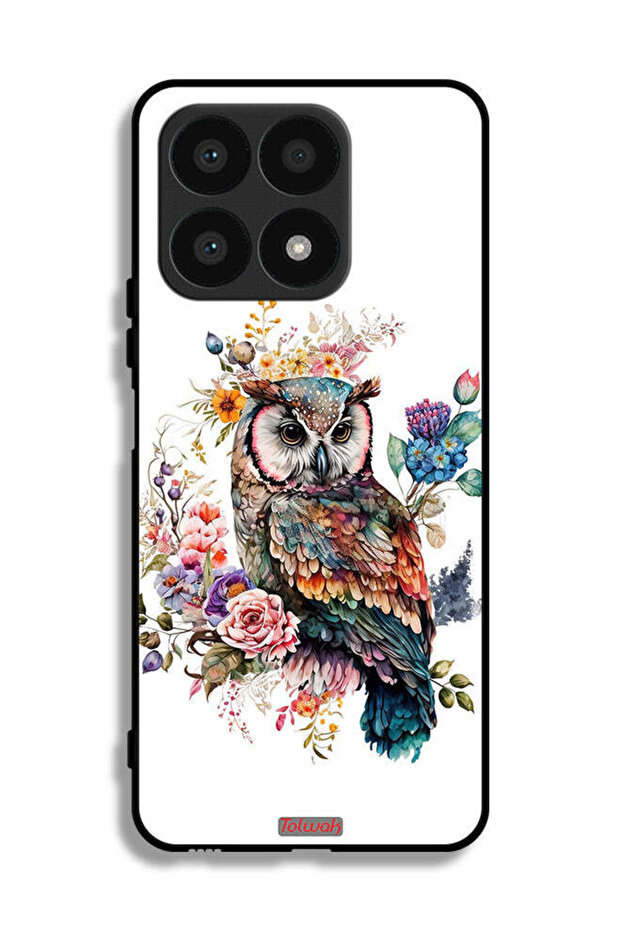 غطاء حماية لهاتف Honor X8a بتصميم بومة فنية تجريدية