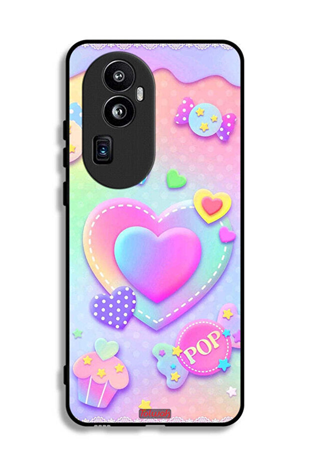غطاء حماية لهاتف Oppo Reno10 Pro Plus برسومات قلوب البوب