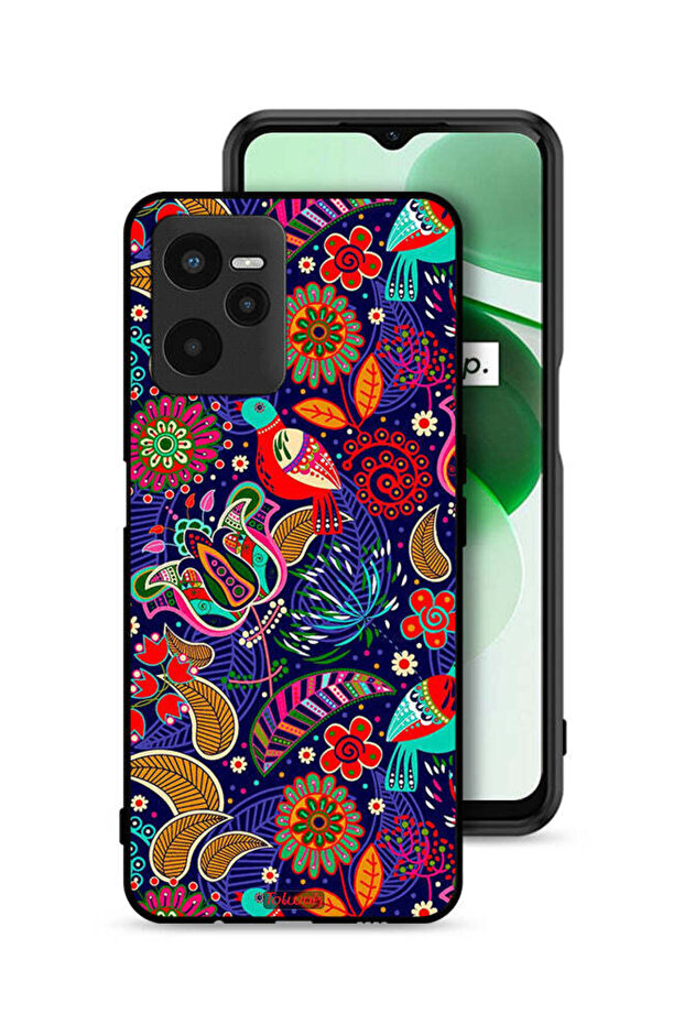 غطاء حماية لهاتف Realme C35 بنقشة طيور وزهور