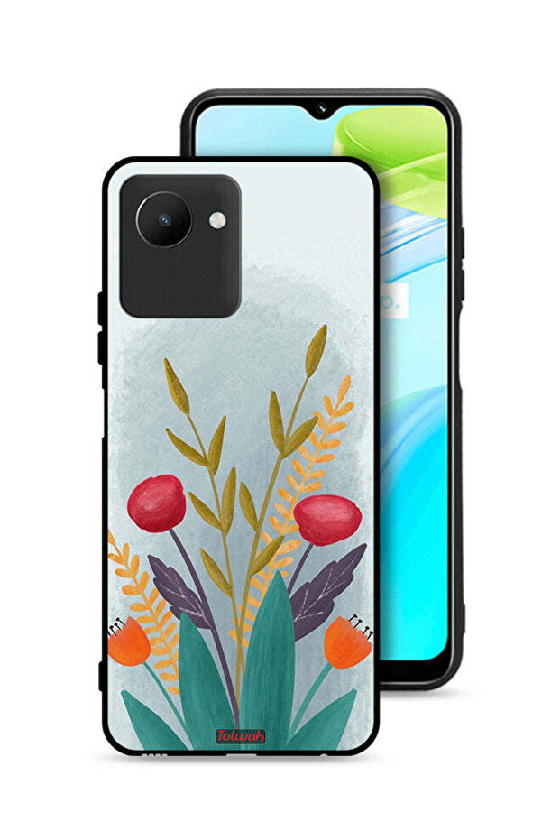غطاء حماية لهاتف Realme C30s برسومات نباتية