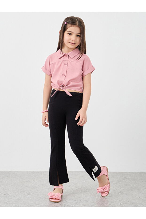 قميص قصير بأزرار وربطة عنق وياقة - 2