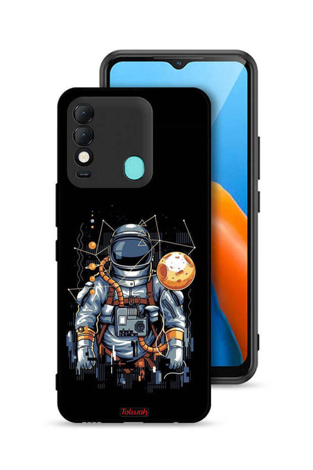غطاء حماية لهاتف Tecno Spark 8 بتصميم رائد فضاء تجريدي