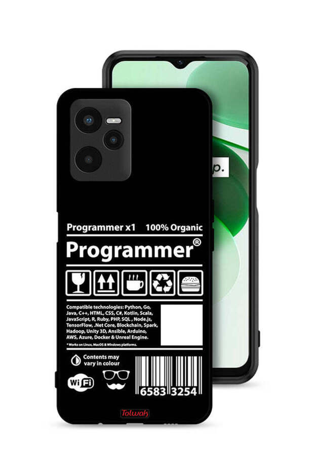 غطاء حماية لجهاز Realme C35 مع ملصق مبرمج