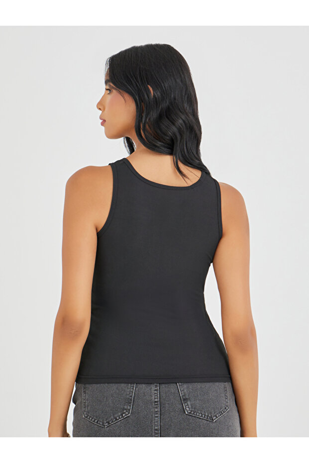 Solid Ribbed Round Neck Cami Top - 6