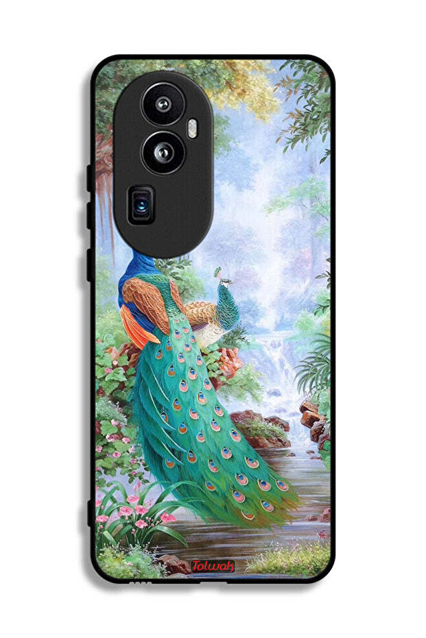 غطاء حماية لهاتف Oppo Reno10 Pro Plus بتصميم الطاووس