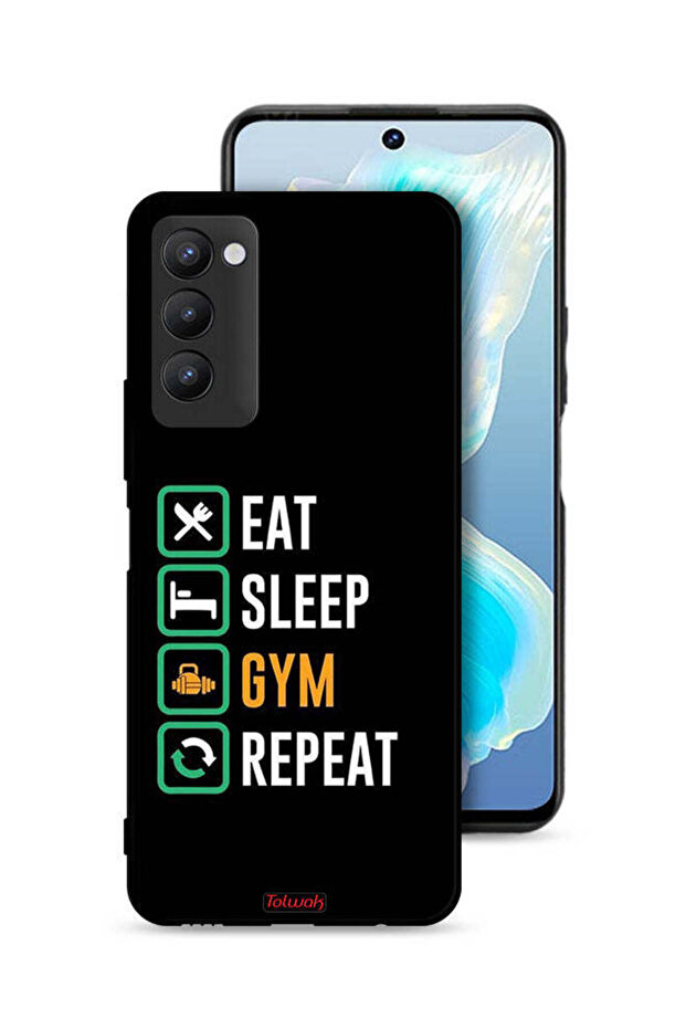 غطاء حماية لهاتف Tecno Camon 18 Eat Sleep Gym Repeat