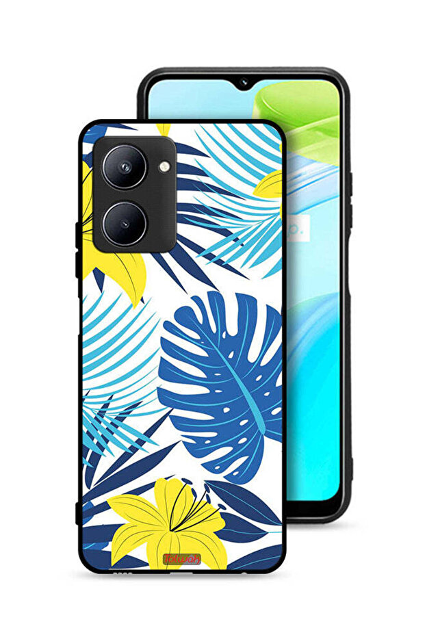 غطاء حماية لهاتف Realme C33 برسومات ريش وزهور