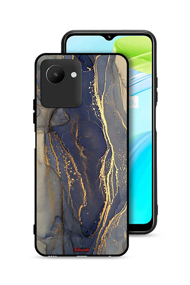 غطاء حماية لهاتف Realme C30s بنمط رخامي لامع