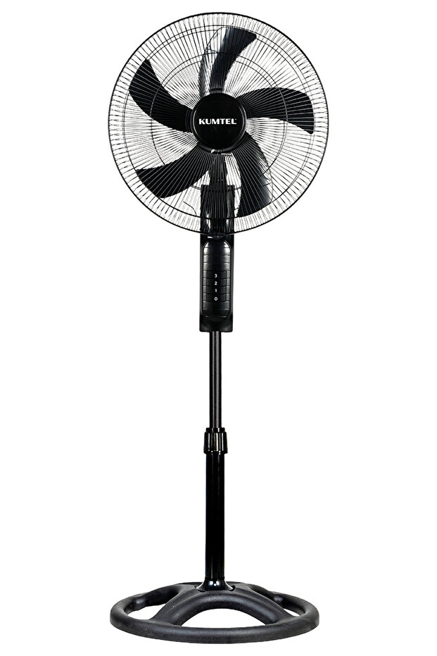 KUMTEL KTF-395 Siyah 18 İnç Ayaklı Vantilatör 60 W, 5 Pervaneli, 3 Kademeli, 145 cm Yükseklik