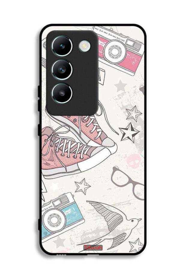 Vivo V30 Lite 4G Protective Case Cover Canva Shoes And Camera Art