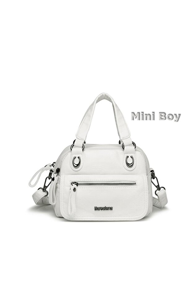 Mini Size Washed Leather Handheld Women's Bag 21-K Barcelona 1933
