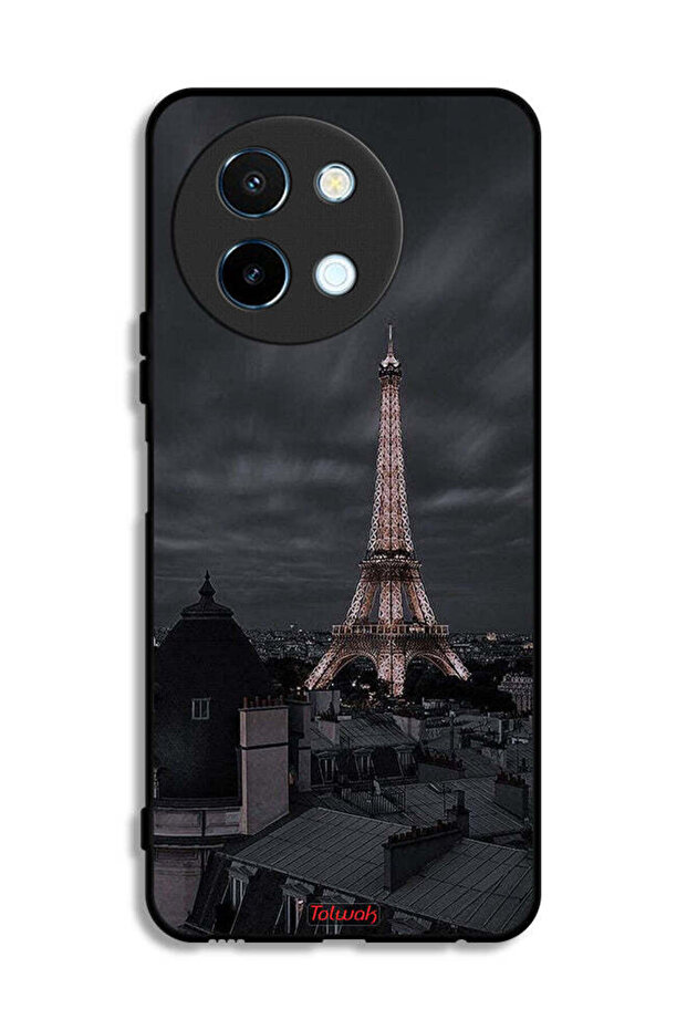غطاء حماية لهاتف Vivo Y38 5G بتصميم برج إيفل في الليل