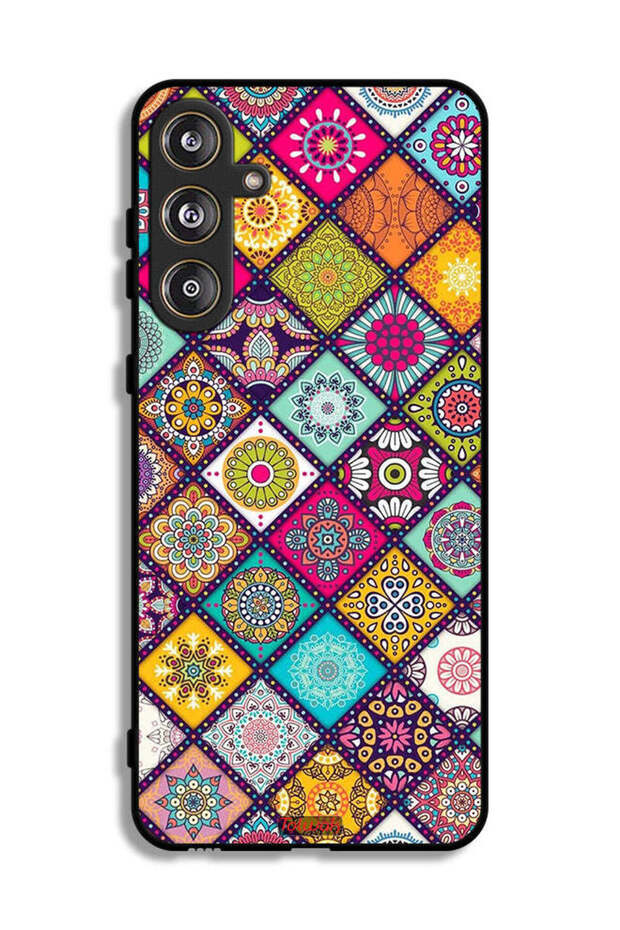 Samsung Galaxy M55 5G Protective Case Cover Mandala Squares Pattern