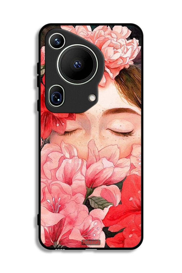 Huawei Pura 70 Ultra Protective Case Cover Girl Face Hide In Flowers Art