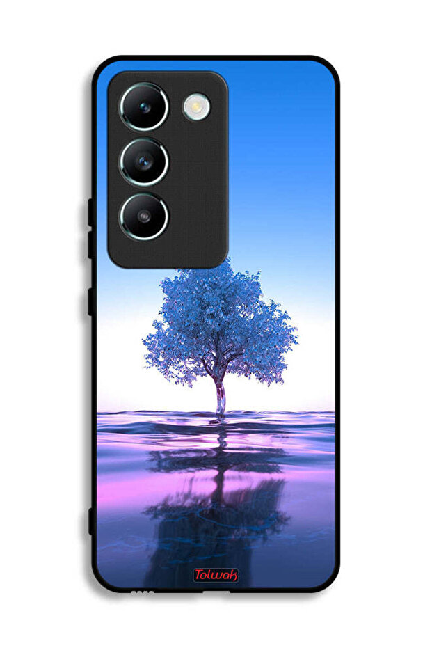 Vivo V30 Lite 4G Protective Case Cover Tree Neon Body Of Water Reflection Digital Art