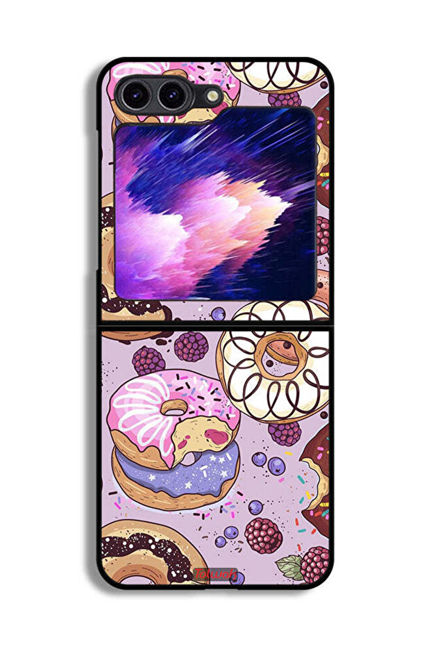 غطاء حماية لهاتف Samsung Galaxy Z Flip6 برسومات دونات فنية