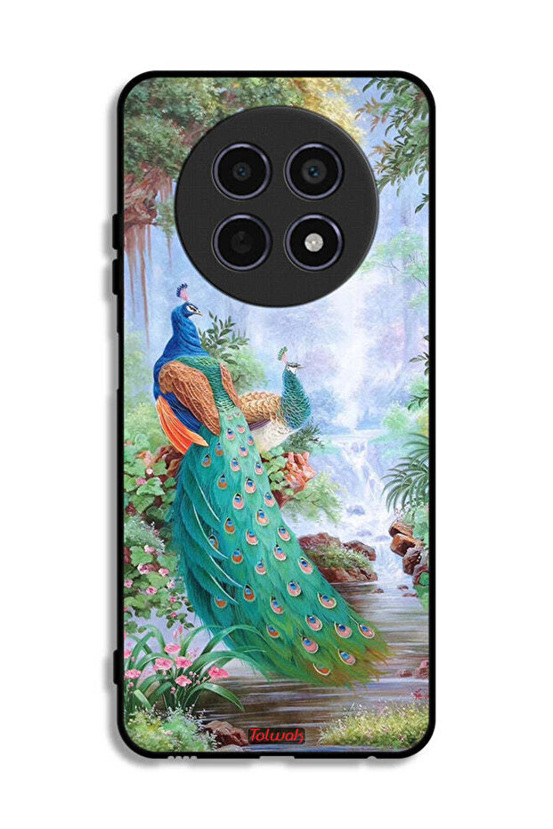 غطاء حماية لجهاز Realme 12 5G بنقشة الطاووس