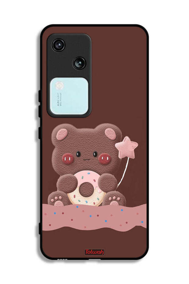 غطاء حماية لهاتف Vivo V30 5G بتصميم دب دونات