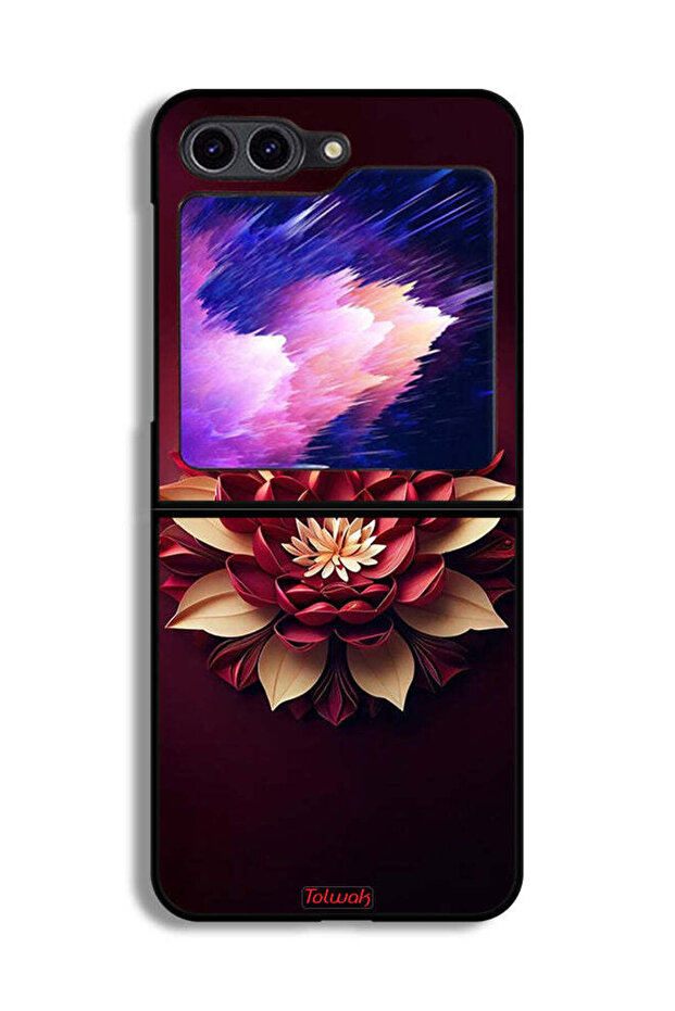 غطاء حماية لهاتف Samsung Galaxy Z Flip6 بتصميم زهور تجريدية