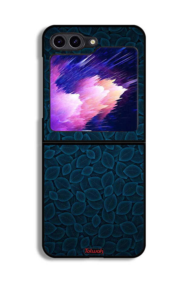 غطاء حماية لهاتف Samsung Galaxy Z Flip6 بنقشة أوراق الشجر الفنية الرقمية