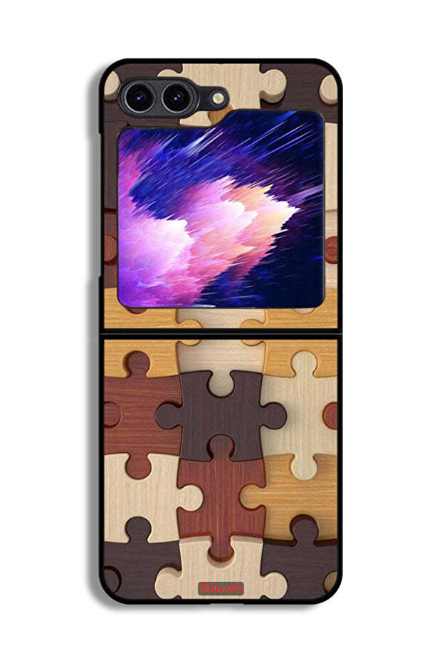 غطاء حماية لهاتف Samsung Galaxy Z Flip6 بنمط خشبي