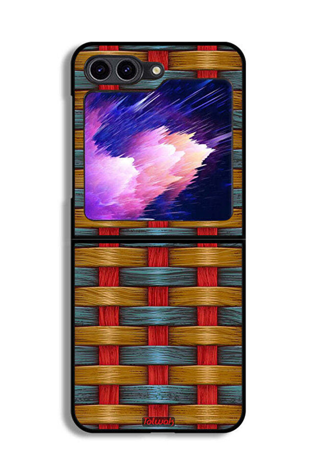 غطاء حماية لهاتف Samsung Galaxy Z Flip6 بنمط فني مزين بشرائط