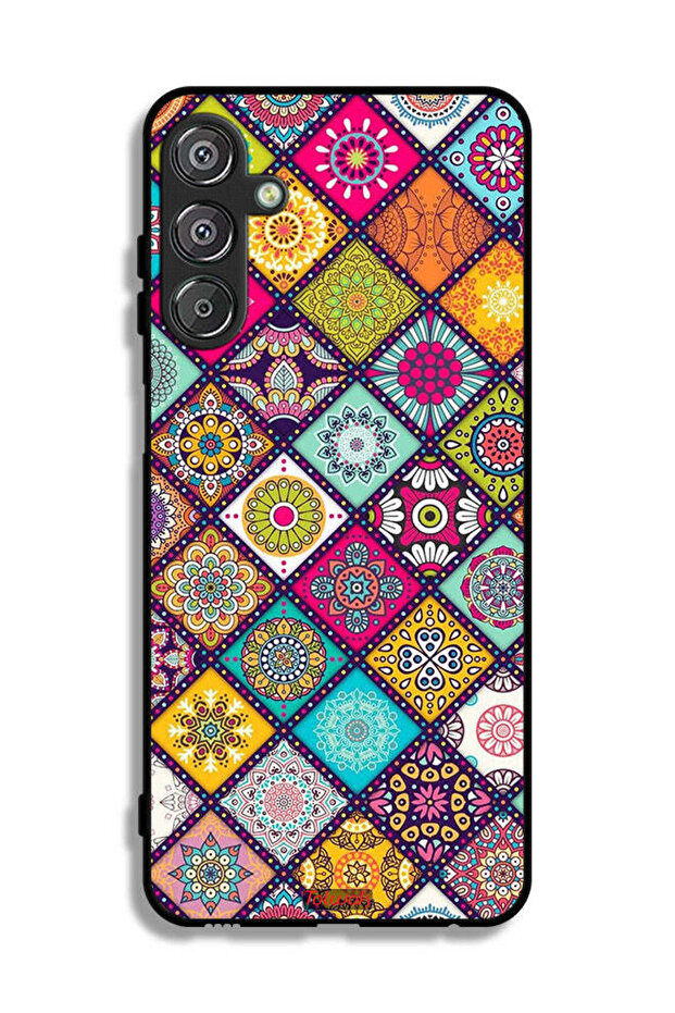 Samsung Galaxy M15 5G Protective Case Cover Mandala Squares Pattern