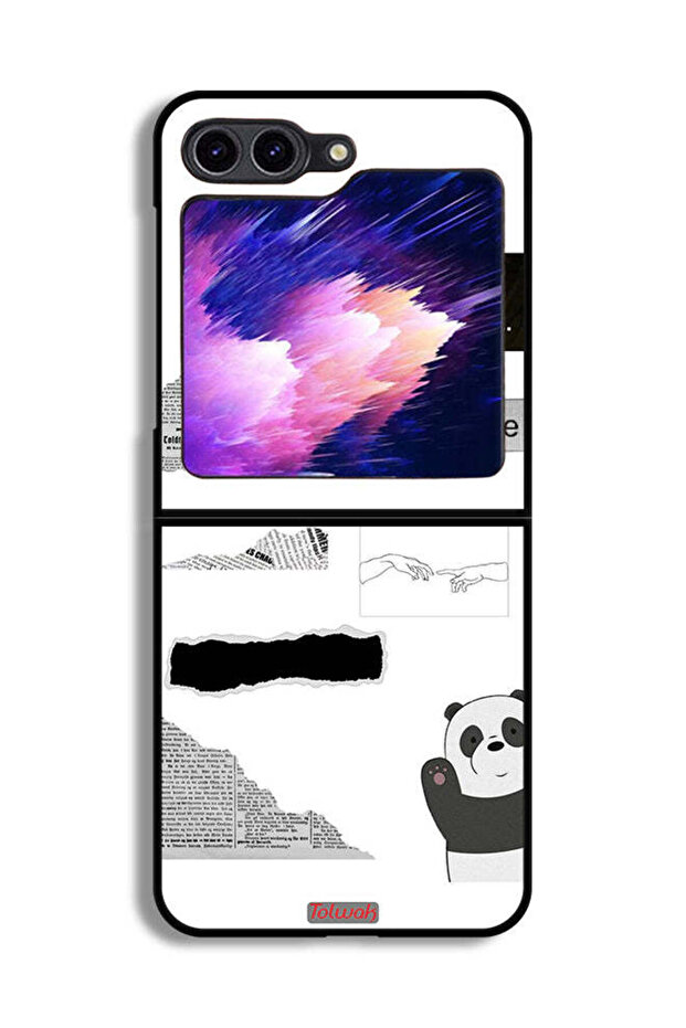 غطاء حماية لهاتف Samsung Galaxy Z Flip6 بملصق باندا