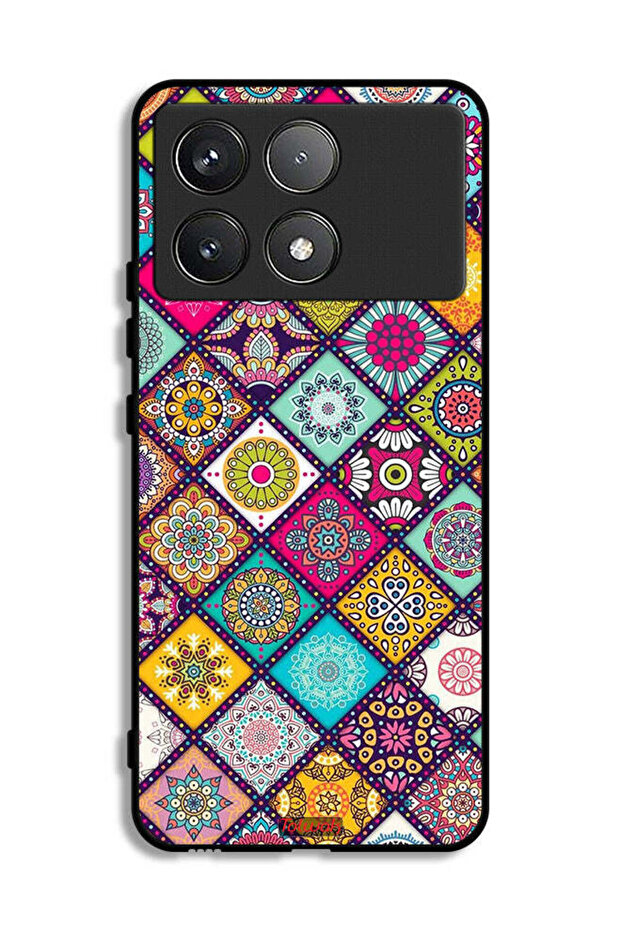 Xiaomi Poco F6 Pro Protective Case Cover Mandala Squares Pattern