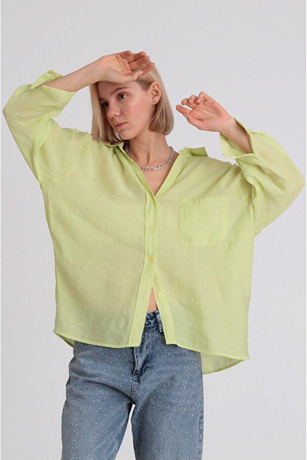 4612 Düşük Omuzlu Oversize Gömlek - 1