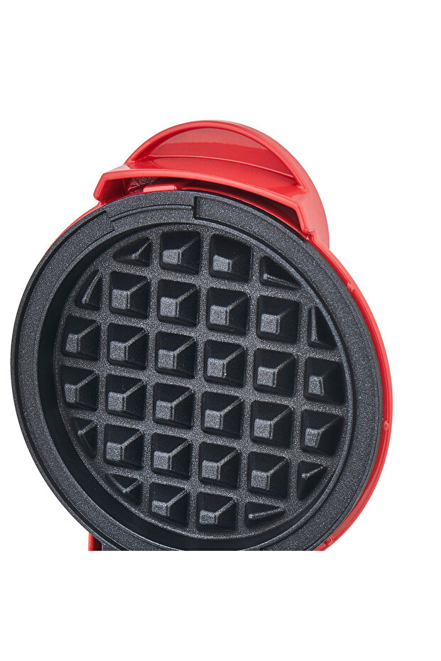 ® Mini Waffe Machine, 800W, Non-Stick Plates, Indicator Light, Compact Design, Red - 4